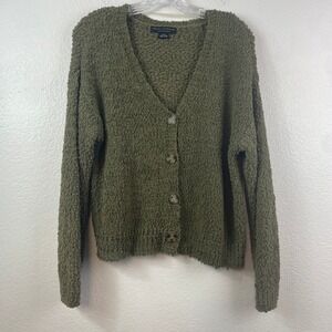 Social Standard Sanctuary Olive Green Popcorn Knit Button Cardigan XW9011W3S S